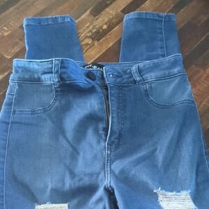 Blue Distressed Women Jeans